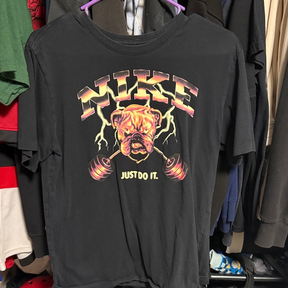 Nike Black Graphic Bulldog 'Just Do It.' Tee